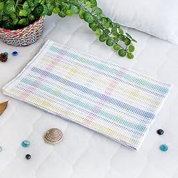 [Colorful Stripes] 100% Cotton Thermal Cellular Throw Blanket (31.9 by 42.9 inches)