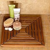 Le Spa Teak Floor & Shower Mat Set of 2, Style FOCUS, Box of 2 TILES, Oiled Finish