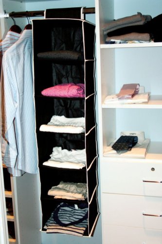 Kennedy Hanging 6 Shelf Sweater Organizer (Black/Cream)