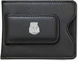 UCLA Bruins Sterling Silver Circle Joe on Black Leather Money Clip / Credit Card Holder