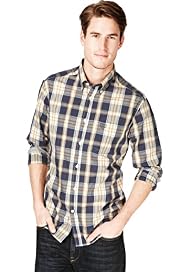 Blue Harbour Pure Cotton Grid Checked Shirt