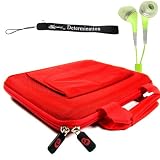 Classy Apple iPad Hard Nylon Cube Case with Pocket + Includes a 4-inch eBigValue (TM) Determination Hand Strap + Fashion Earbud Headset Headphones 3.5mm In-Ear Stereo ( Green )