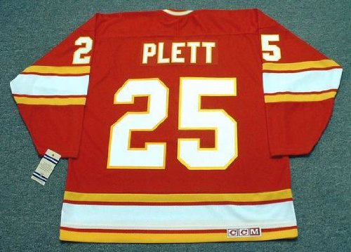 WILLI PLETT Atlanta Flames 1977 CCM Vintage Throwback Away NHL Hockey Jersey, MEDIUM