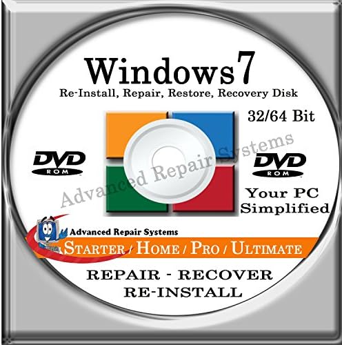 WINDOWS 7 SYSTEM REPAIR & RE-INSTALL 32 Bit & 64 Bit BOOT DISK: Repair & Re-install any version of Windows 7 Basic, Home, Premium and Ultimate (Repair-Restore-Reinstall)