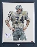 Bob Lilly Autographed Dallas Cowboys 16x20 Lithograph Inscribed HOF 80 TSP COA