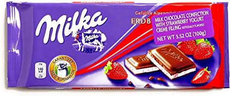 Milka Strawberry Yogurt Creame Chocolate Bar 3.52 oz each (2 Items Per Order)