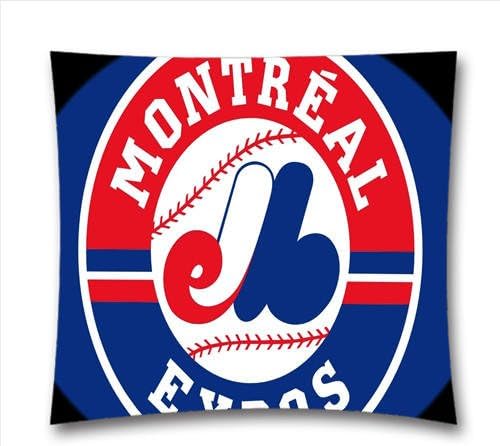 Penny.G Blooded MLB Square Throw Pillow Cushion Covers, Montreal Expos Cotton Pillowcase for Couch, Sofa and Bed-Thanksgiving Day, Christmas Gift
