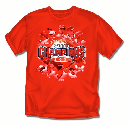MLB Unisex Adult St. Louis Cardinals 2011 World Series Champions Player Tee Shirt (Red, X-Large)