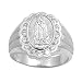 Sterling Silver Ring in Satin Finish with Clear CZ - Virgin Mary - Size: 9-13