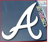 Atlanta Braves Car Window Vinyl Decal Sticker 4" Tall (Color: White)