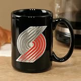 NBA Portland Trail Blazers Black 15oz. Pewter Logo Ceramic Mug
