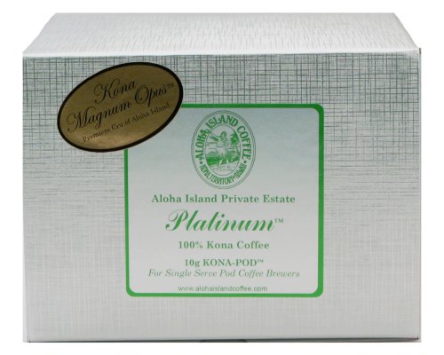 Aloha Island Coffee KONA-PODS - Platinum, Premiere Kona Magnum Opus, 10 Gr 100% Pure Kona... by Aloha Island Coffee Company