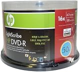 HP DVD Lightscribe Recordable Media - DVD-R - 16x - 4.70 GB - 50 Pack Cake Box (4064)