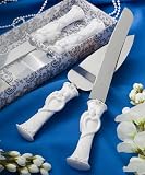 Wedding Cake Knife / Server Set with Bride & Groom Design