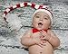 birdyboutique.com Elf Hat for Baby Christmas Holiday Striped Red White with Pom Pom Boys Girls Crochet 6 Month - Toddler