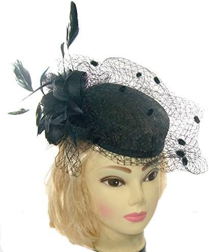 Beautiful Black hatinator with black widdow netting and detailed side decoration by justjackiesbargains