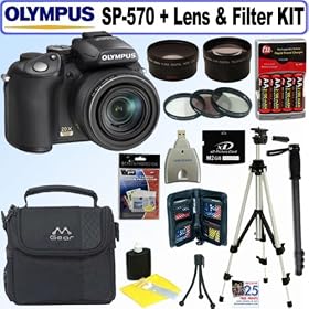 Olympus SP-570UZ 10MP Digital Camera + Lenses and Filters + 2GB Deluxe Accessory Kit