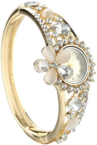 Anmao Jewelry/ White Crystal with Opal Stone Waist Watches 24k Gold Filled B0017