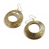 Ethnic Brass Hoop Dangle Earrings