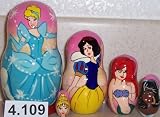 Five Princesses Cinderella Snow White Little Mermaid Ariel Jasmine Barbie * Russian Nesting doll 5 pc / 4 in * 4.109