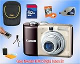 cheap Canon Powershot A1000 IS (BROWN) w/4GB SD/Card Reader/Case/Tripod/ Deluxe Accessory KIT