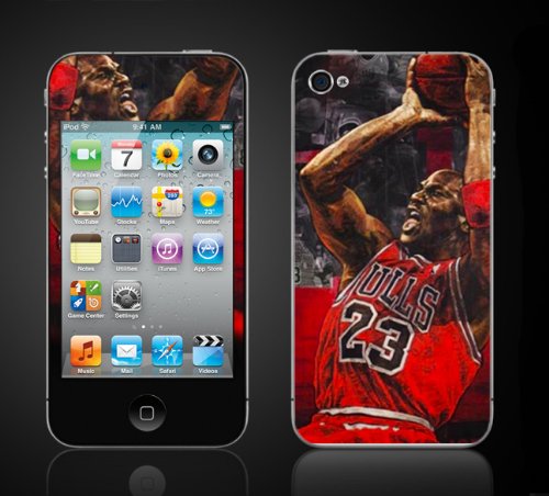 iPod Touch 4G Michael Jordan #23 Chicago Bulls Vinyl Skin kit fits 4th generation iPod apple iTouch decal cover Skins