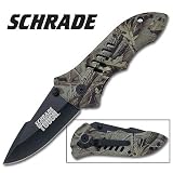 Schrade ST5C 4 1 2 Black Blade with Camo Coated Stainless Steel Handle with Clip by Schrade