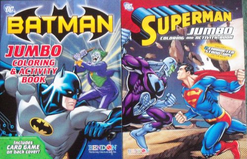  DC Comic Jumbo Coloring & Activity Book Set (Batman & Superman)