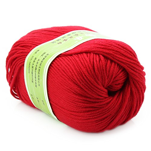 Joylve Knitting Yarn Skein Baby Super Smooth Worsted Soft Natural Silk Wool Fiber Poppy Red