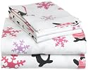 Pike Street 135-Gram Printed Flannel Sheet Set, Penny Penguin