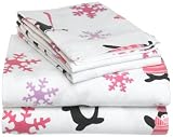 Pike Street 135-Gram Printed Flannel Twin Sheet Set, Penny Penguin