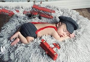 Jastore® Photography Prop Baby Police Costume Crochet Knitted Hat Diaper