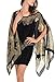 DJT Womens Paisley Print Chiffon Beachwear Poncho Bikini Cover Up Top 2X-Large Black