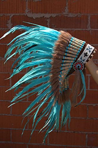 Inspired American Indian Chief Warbonnet Headdress Made with Real Feathers