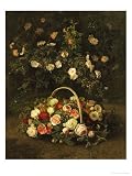51uj8Vy07uL. SL160  Roses in a Basket Beside a Rose Bush, 1846 Giclee Poster Print by Johan Laurentz Jensen, 12x16
