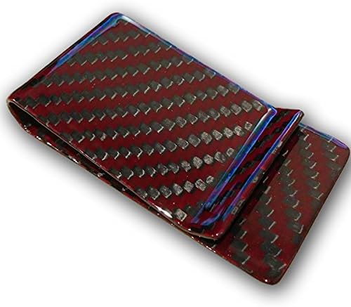Volcanic Red Genuine Carbon Fiber Glossy Money Clip Credit Card Business Card Cash Holder