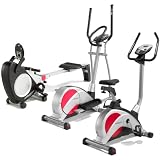 PureFitness & Sports Exercise Bike, Cross Trainer and Rowing Machine Home Gym Package - Black/Silver/Red | 18 Stone User Limit | 2 Year Warranty