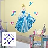 Roommates RMK2124GM Cinderella Peel & Stick Giant Wall Decal With Decrorating Accents and Gems,11 piece