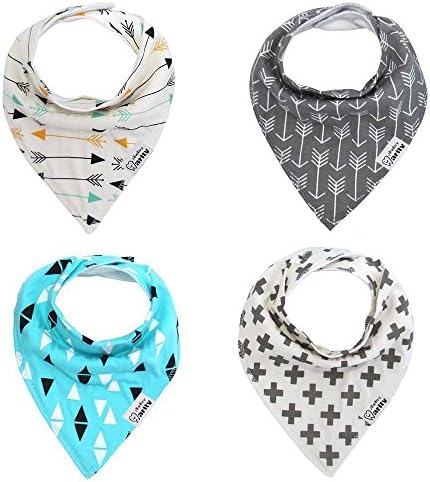 PREMIUM Baby Drool BibsSPECIAL PROMO4 Pack UNISEX cute Baby Bandana Bibs Best for Teething Drooling | Absorbent ORGANIC Cotton with Adjustable YKK SNAPS | Makes a Great SHOWER Gift, GET IT NOW
