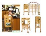 Kid's Easy Fold Counter Height Maple Finish Wood Kitchen Helper
