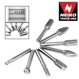 Neiko Tools 8 piece Double Cut Carbide Rotary Burr Set by Neiko Tools