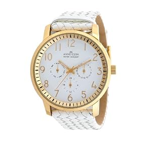 AK Anne Klein Women's Gold-Tone and White Chronograph Watch #108692WTWT