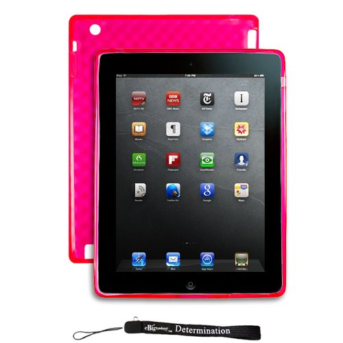 Durable Hot Pink Protective TPU Silicone Gel Skin Cover Case with Full Texture Design for New Apple iPad 2 ( Only for iPad 2nd Generation )