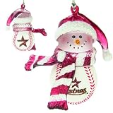 Pack of 4 MLB Houston Astros Baseball Snowman Christmas Ornaments 2.75"