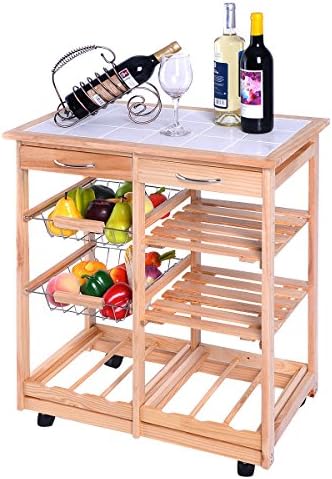 New Rolling Wood Kitchen Trolley Cart Dining Storage Drawers Stand Durable#BH4151Y G154GHRED378497