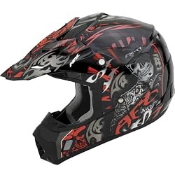 AFX Shade Adult FX-17 Off-Road Motorcycle Helmet w/ Free B&F Heart Sticker Bundle - Red