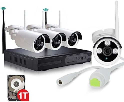 ANX 4CH 960P HD WI-FI NVR Security Wireless Network Camera System Night Vision IP Surveillance Camera Kit CCTV Security System Smartphone Scan QR Code Quick View with HDD1TB