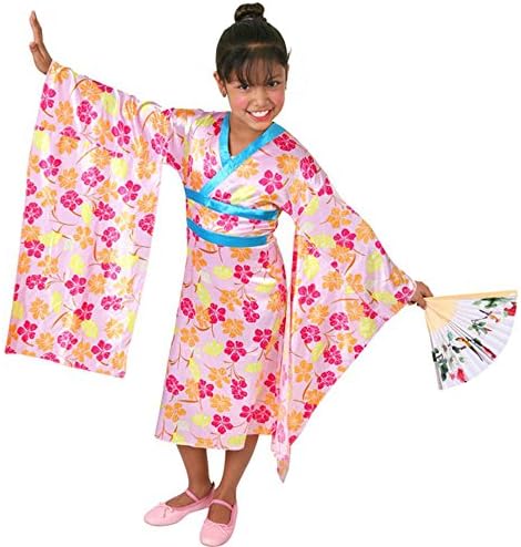 Child's Pink Flower Geisha Halloween Costume (Size: Large 10-12)