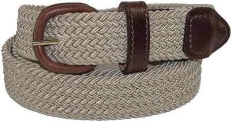 Hickory Creek Mens Elastic 1 1/4 Inch Braided Stretch Belt, Small (28-30 inches), Tan