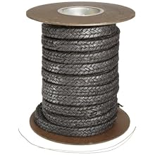 Palmetto Style 1607 Flax Compression Packing Seal, Graphite Coating, Petroleum/Wax Lubricant, Black